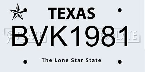 BVK1981 Texas License Plate
