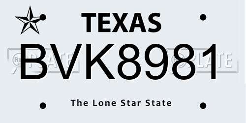 BVK8981 Texas License Plate