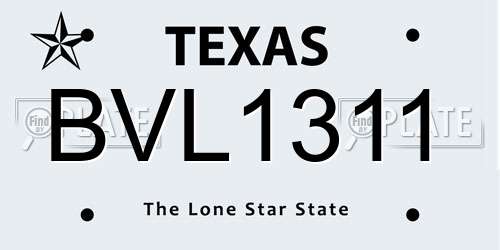 BVL1311 Texas License Plate