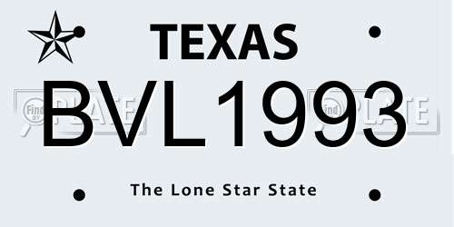 BVL1993 Texas License Plate