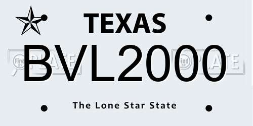 BVL2000 Texas License Plate
