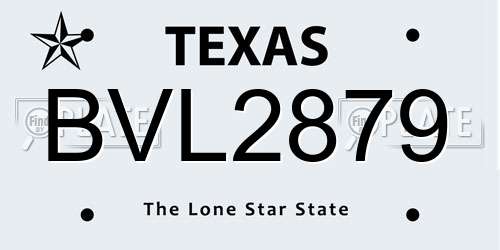 BVL2879 Texas License Plate
