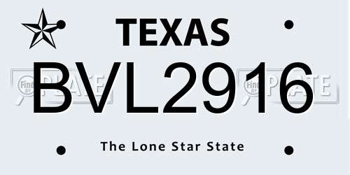 BVL2916 Texas License Plate
