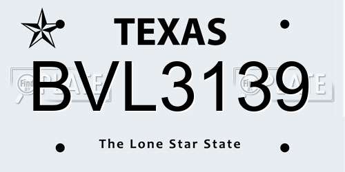 BVL3139 Texas License Plate