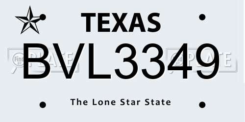 BVL3349 Texas License Plate