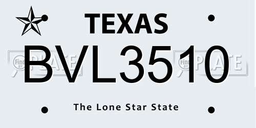BVL3510 Texas License Plate