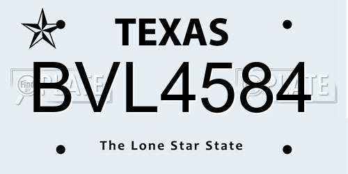 BVL4584 Texas License Plate