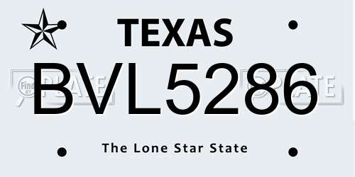 BVL5286 Texas License Plate