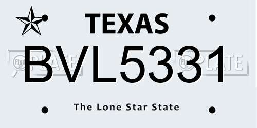 BVL5331 Texas License Plate