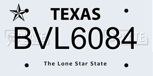 BVL6084 Texas License Plate