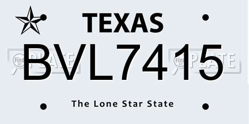 BVL7415 Texas License Plate