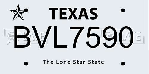 BVL7590 Texas License Plate
