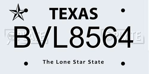 BVL8564 Texas License Plate