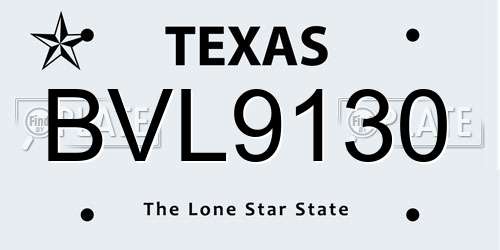 BVL9130 Texas License Plate