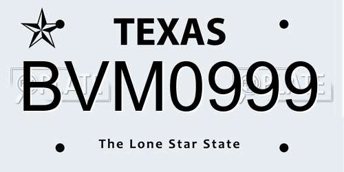 BVM0999 Texas License Plate