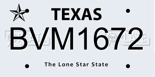 BVM1672 Texas License Plate