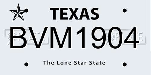 BVM1904 Texas License Plate