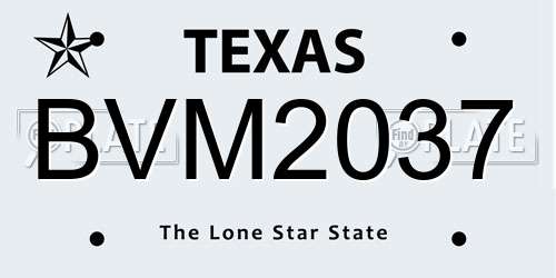 BVM2037 Texas License Plate