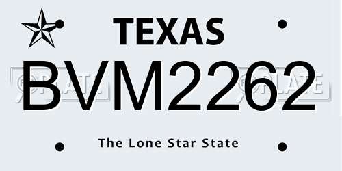 BVM2262 Texas License Plate