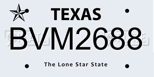 BVM2688 Texas License Plate