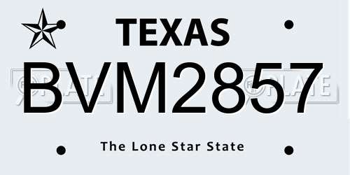 BVM2857 Texas License Plate