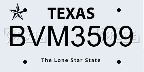 BVM3509 Texas License Plate