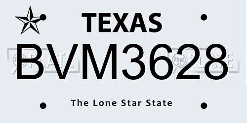 BVM3628 Texas License Plate