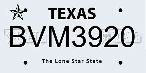 BVM3920 Texas License Plate