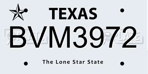 BVM3972 Texas License Plate