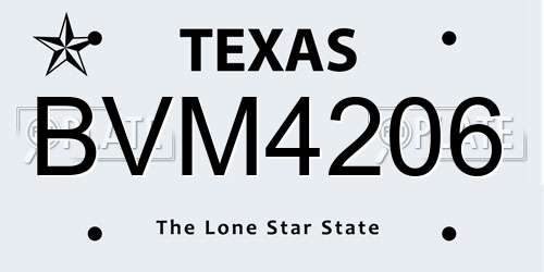 BVM4206 Texas License Plate