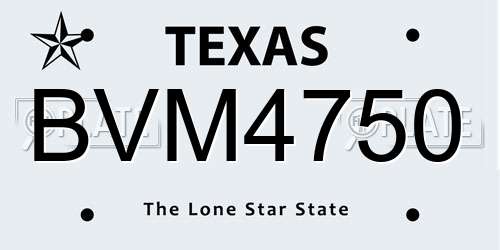 BVM4750 Texas License Plate