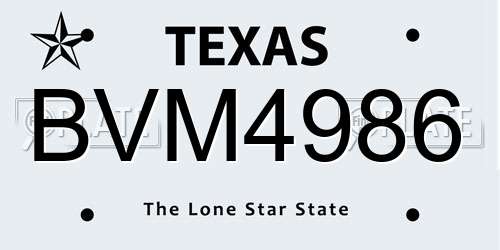 BVM4986 Texas License Plate