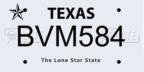 BVM584 Texas License Plate