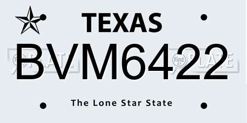 BVM6422 Texas License Plate