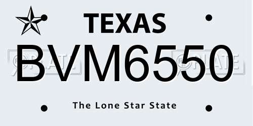 BVM6550 Texas License Plate