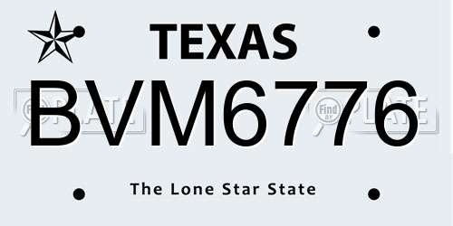 BVM6776 Texas License Plate
