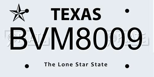BVM8009 Texas License Plate