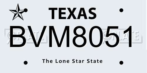 BVM8051 Texas License Plate