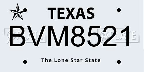 BVM8521 Texas License Plate