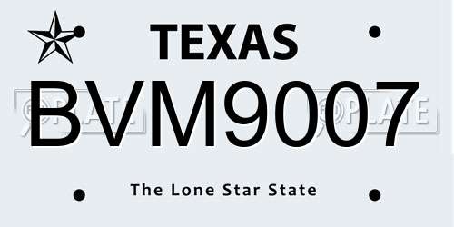 BVM9007 Texas License Plate