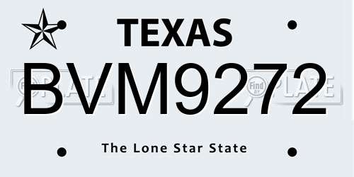 BVM9272 Texas License Plate
