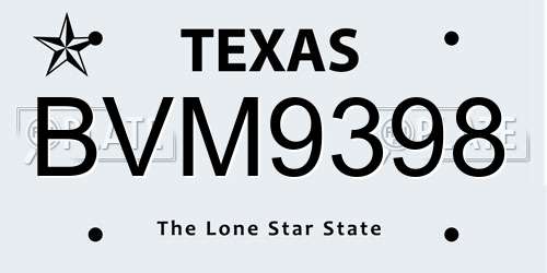BVM9398 Texas License Plate
