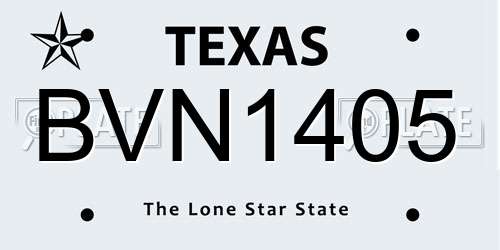 BVN1405 Texas License Plate