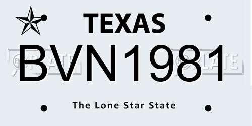 BVN1981 Texas License Plate