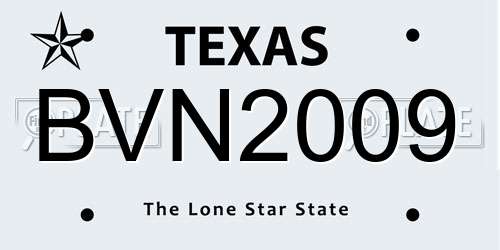 BVN2009 Texas License Plate