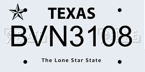 BVN3108 Texas License Plate