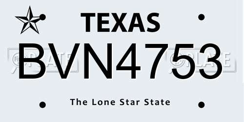 BVN4753 Texas License Plate