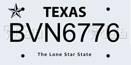BVN6776 Texas License Plate