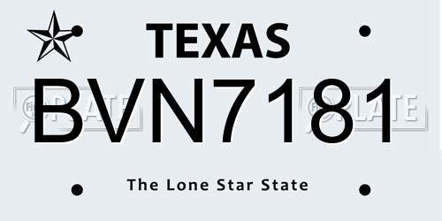 BVN7181 Texas License Plate