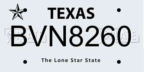 BVN8260 Texas License Plate